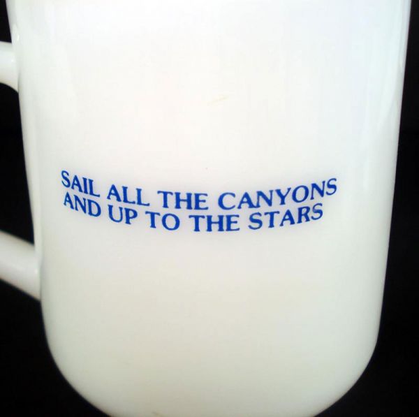 Milk Glass Eagle Pedestal Mugs Set of 4 John Denver Song Lyrics #3