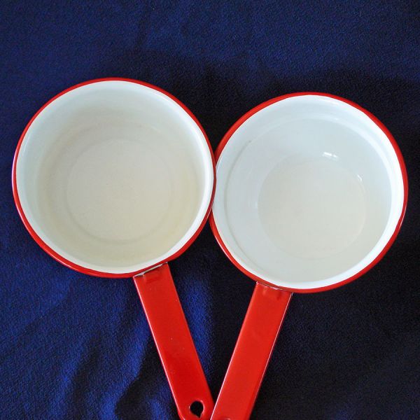 Enamelware Double Boiler Saucepan Red White #5