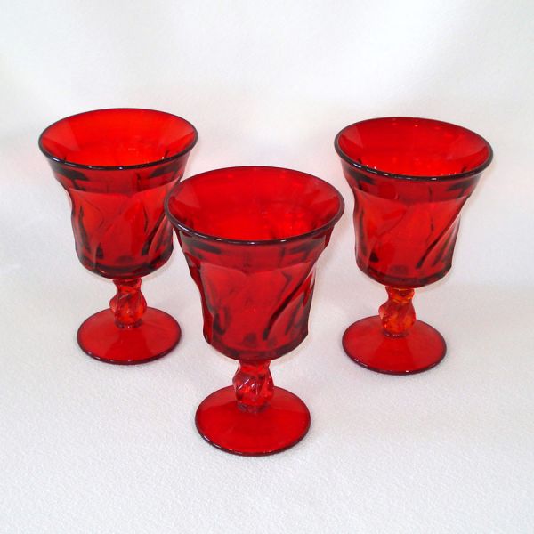 Fostoria Ruby Red Jamestown 3 Water Goblets #2