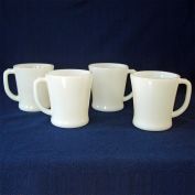 Fire King D Handled Coffee Mugs Ivory White Set of 4
