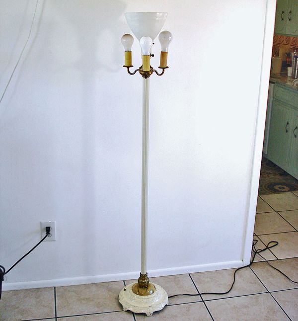 1920s 5-Light Torchiere Floor Lamp Cast Iron Base