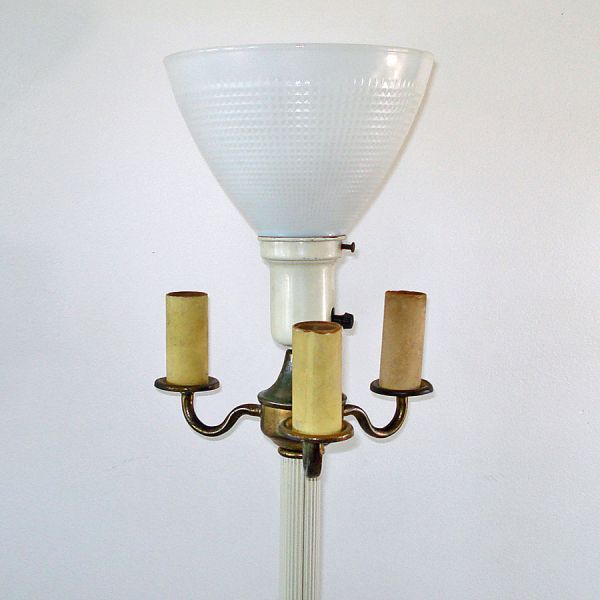 1920s 5-Light Torchiere Floor Lamp Cast Iron Base #2