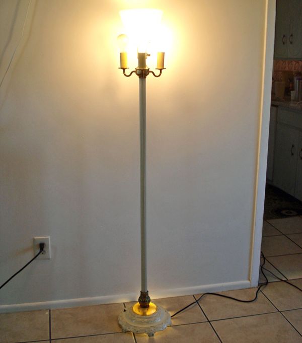 1920s 5-Light Torchiere Floor Lamp Cast Iron Base #6