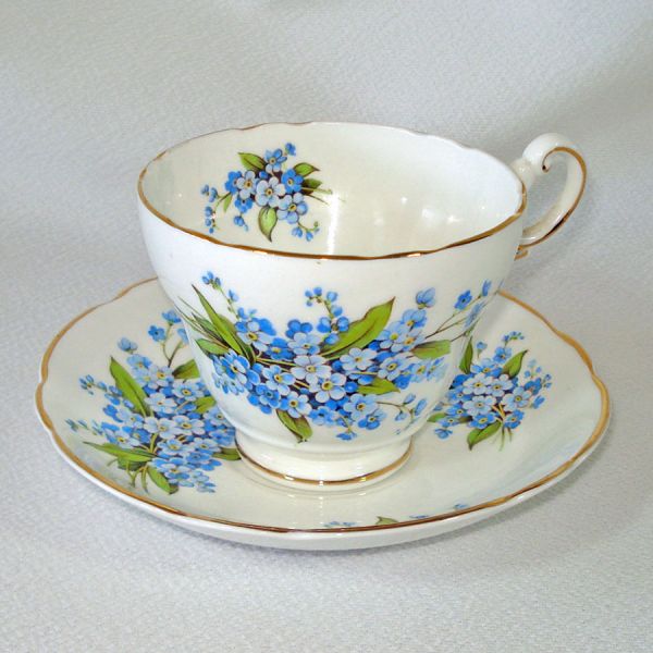 Forget-Me-Nots English Bone China Cup and Saucer Set #4