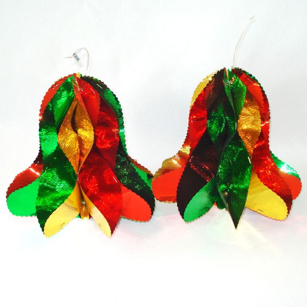 Colorful Expanding Metallic Foil Christmas Party Bells #3