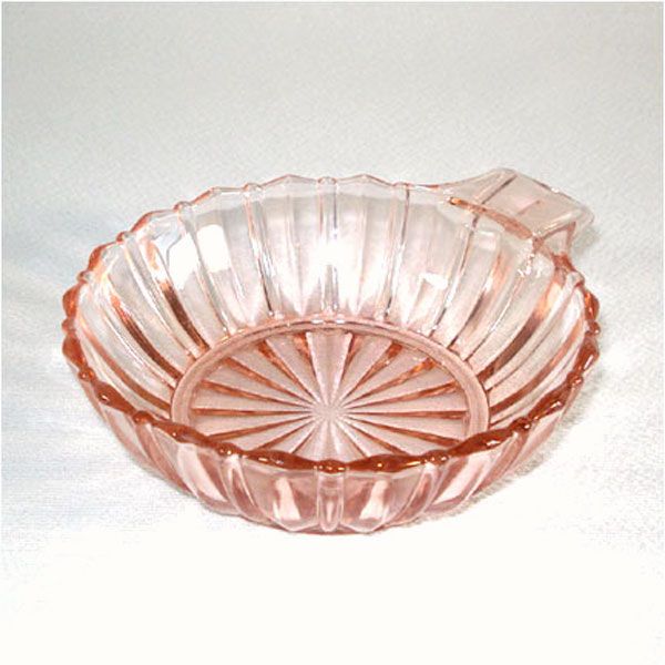 Hocking Fortune Pink Depression Glass Handled Dessert Bowl