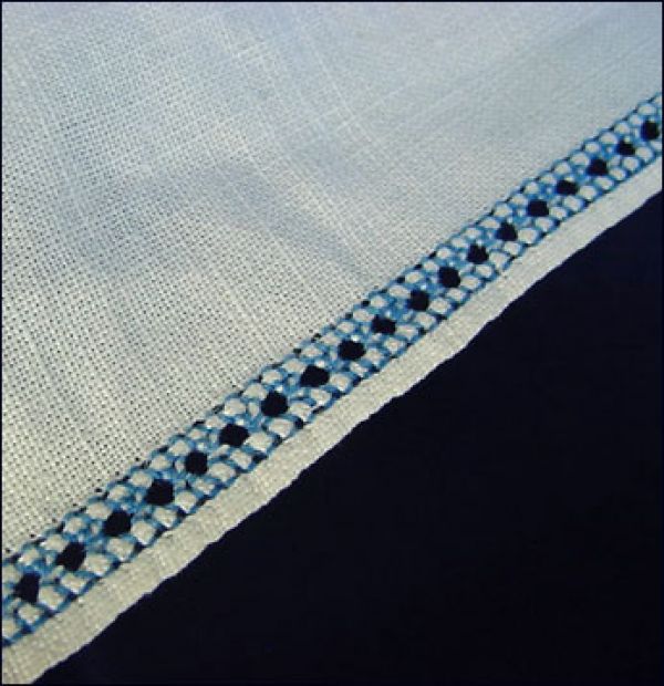 Embroidered Linen Guest or Fingertip Towel Fancy Flower Basket Design #4
