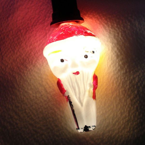 Cone Head Unusual Santa Claus Figural Christmas Light Bulb Working #3