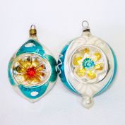 West Germany Flower Indent Glass Christmas Ornaments