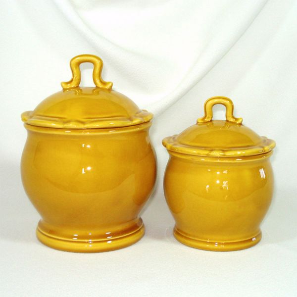 Ceramic Goldenrod Flower 1970s Kitchen Canisters Tea Coffee #3