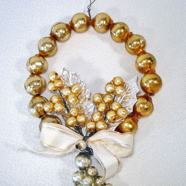 Gold Mercury Glass Beads Christmas Door Hanger Decoration #2