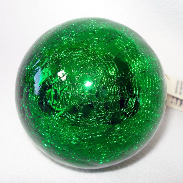 Green Crackle Glass Kugel Christmas Ornament #4