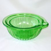 Hazel Atlas Pair Green Depression Glass Pour Spout Mixing Bowls