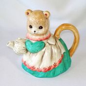 Takahashi Pottery Mama Bear Teapot Green Dress