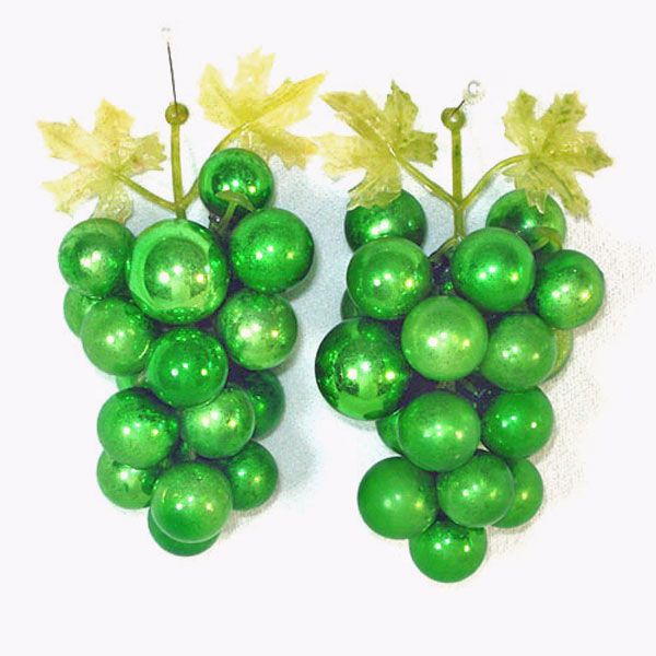 Decorative Green Glass Grape Clusters With Christmas Ornaments