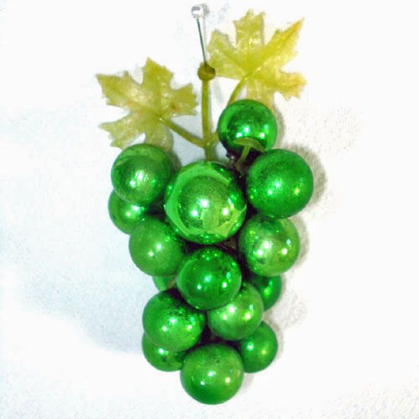 Decorative Green Glass Grape Clusters With Christmas Ornaments #2