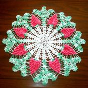 Crocheted Pink Grapes Vintage Doily 17 inches Round