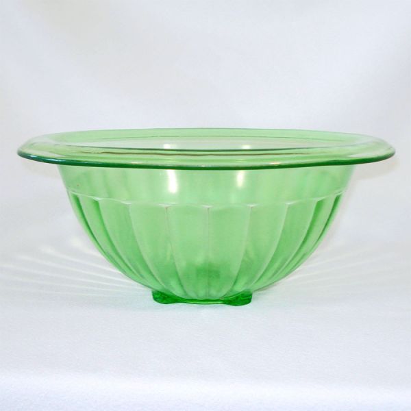 Hazel Atlas 1930s Green Glass Square Base 11 Inch Mixing Bowl #2