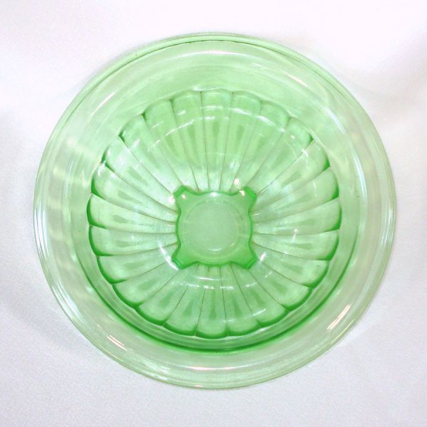 Hazel Atlas 1930s Green Glass Square Base 11 Inch Mixing Bowl #3