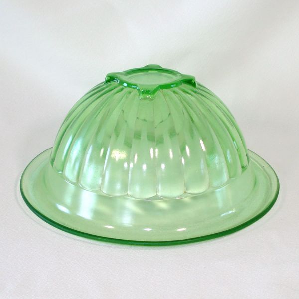 Hazel Atlas 1930s Green Glass Square Base 11 Inch Mixing Bowl #4