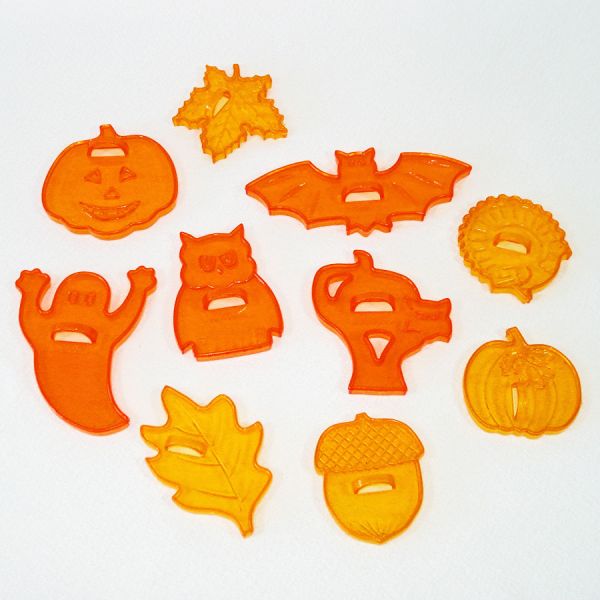 10 Halloween Cookie Cutters Transparent Orange Plastic #1