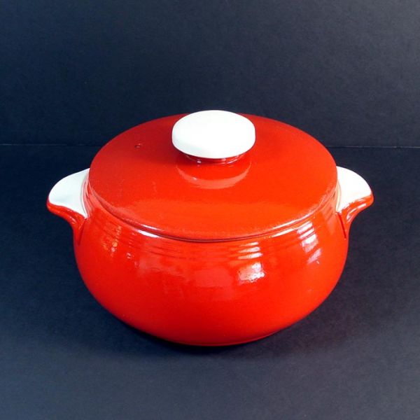 Hall 1940s Chinese Red Pert Covered Casserole #2