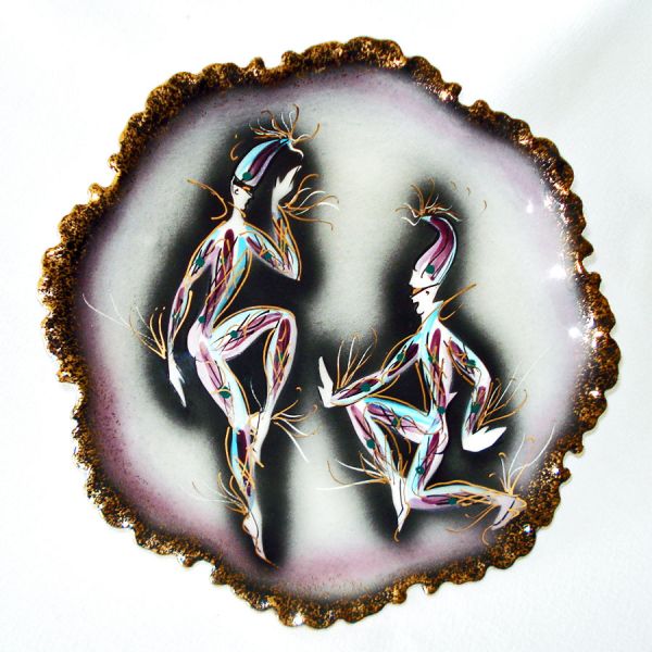 Mid Century Modern Harlequins Ceramic Wall Plate