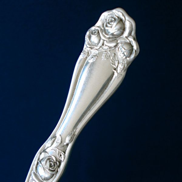 American Beauty Antique Silverplate Cold Meat Fork Roses #3