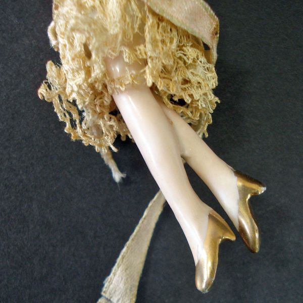 Miniature German Art Deco Flapper Half Doll With Legs #5