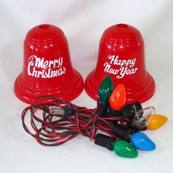 Big Red Christmas Bell Covers With Light String #4