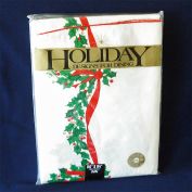 Christmas Holly Berries Red Ribbons Tablecloth 60 by 84 Sealed Mint