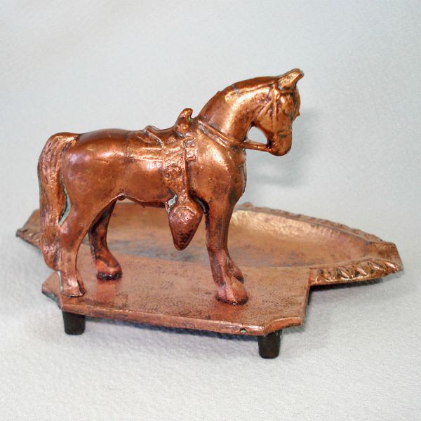 Copper Plated Cast Metal Horse Ashtray #2