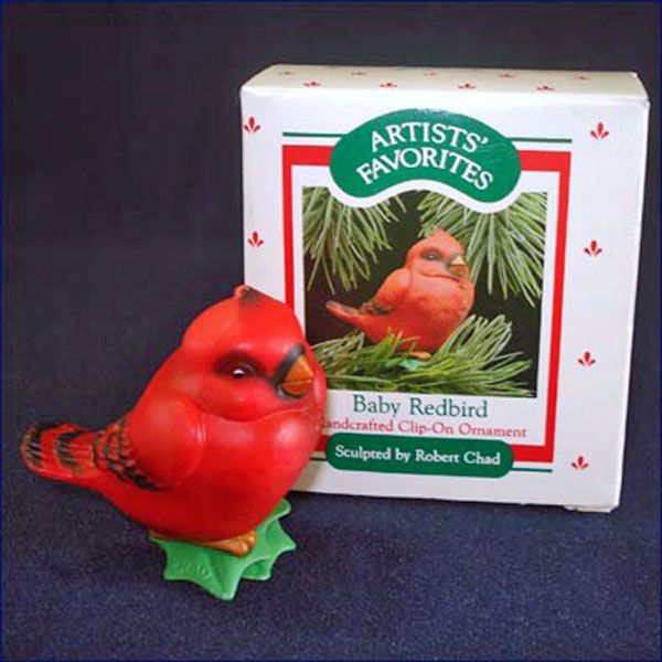 Hallmark 1988 Baby Redbird Clip on Christmas Ornament in Original Box