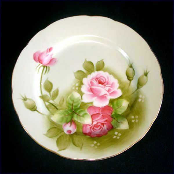 Lefton Heritage Green Rose Salad Plate