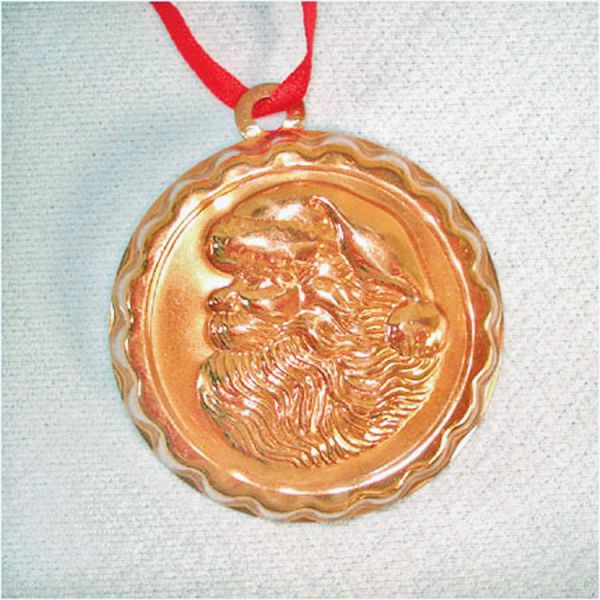 1983 Hallmark Copper Santa Face Candy Mold Christmas Ornament #2