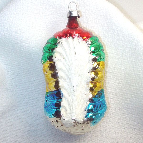 1950s West Germany Indian Chief Glass Christmas Ornament #2