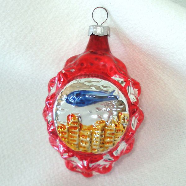 Hindenburg Blimp 1983 Glass Christmas Ornament Mint in Box #2