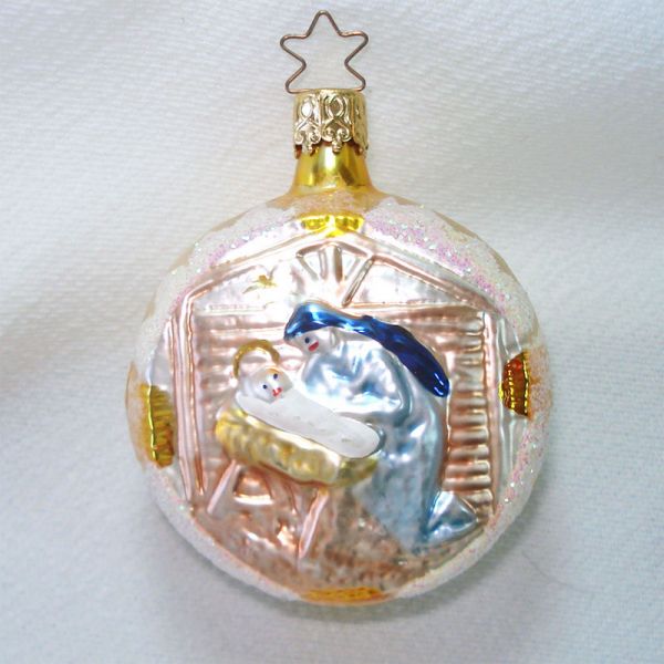 Inge Glass Madonna Child Nativity Christmas Ornament