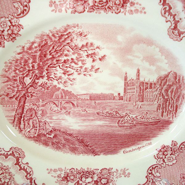 Johnson Bros Castles Pink Transferware Platter Mint #2