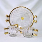 Jeannette National Gold Cream Sugar Tray Set Mint with Label