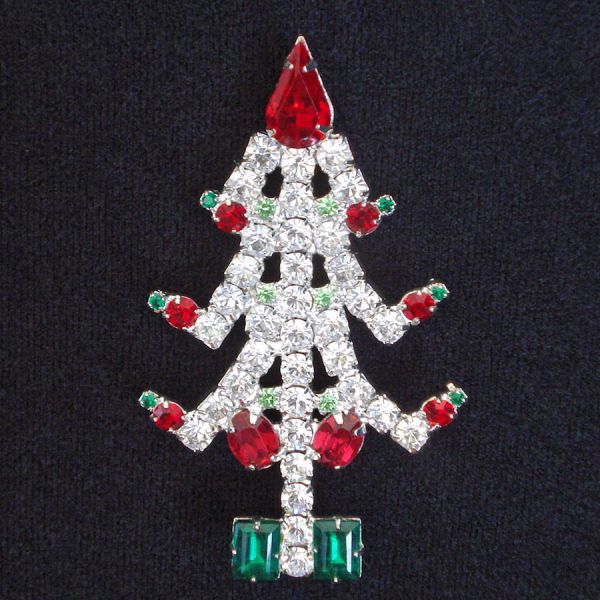 Kenneth Lane KJL Rhinestone Christmas Tree Brooch #3