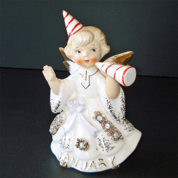 Lefton 1957 January Angel Figurine With Rhinestones #2