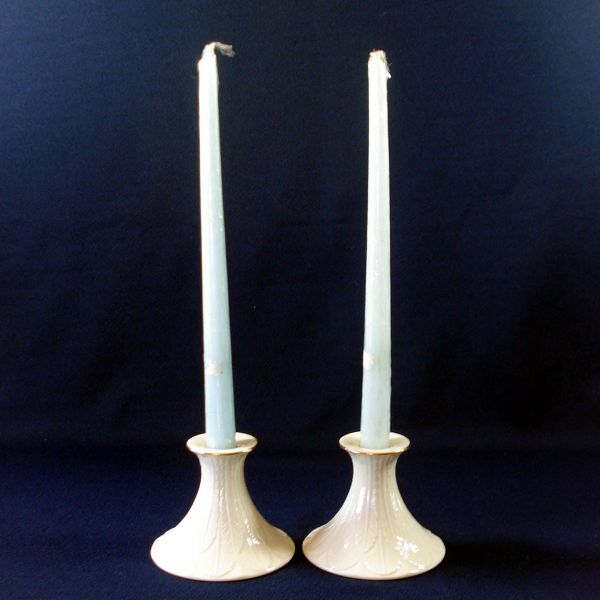 Pair Lenox Greenfield Porcelain Candlesticks #2