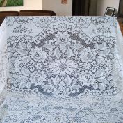 Mid Century White Lace Tablecloth 89 by 58 inches