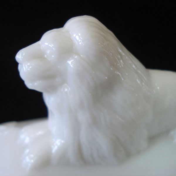 EAPG Milk Glass Lion Mustard Dish Replacement Lid #4