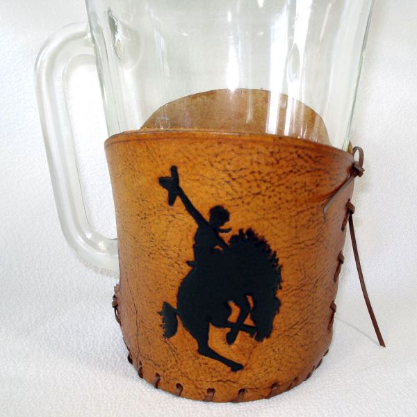 Libbey Rodeo Cowboy Leather Wrap Glass Beer Set #2