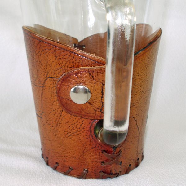 Libbey Rodeo Cowboy Leather Wrap Glass Beer Set #3