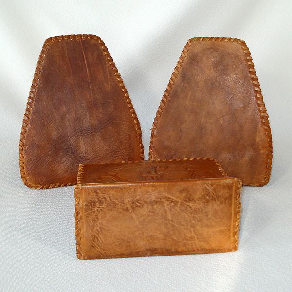 Arts Crafts Era Leather Bookends And Letter Holder #5