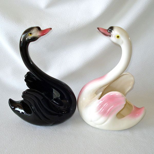 Maddux California Pair Swan Planter Figurines