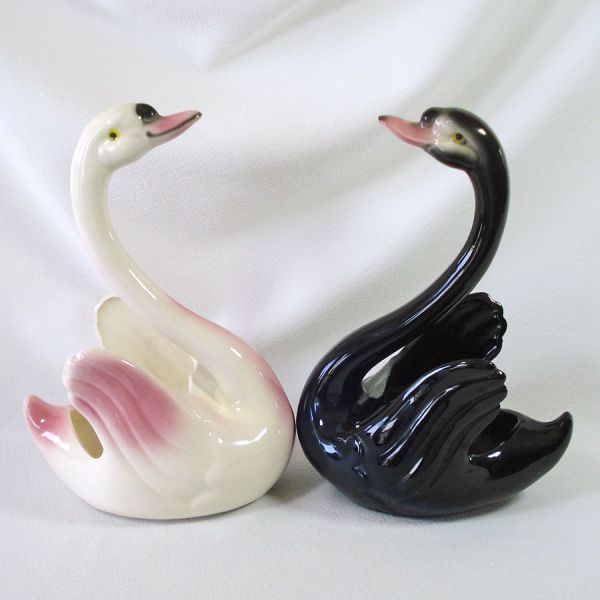 Maddux California Pair Swan Planter Figurines #2